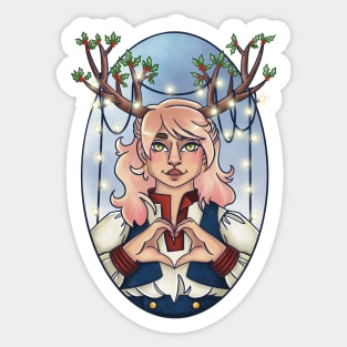 Deer Girl in Lights Sticker